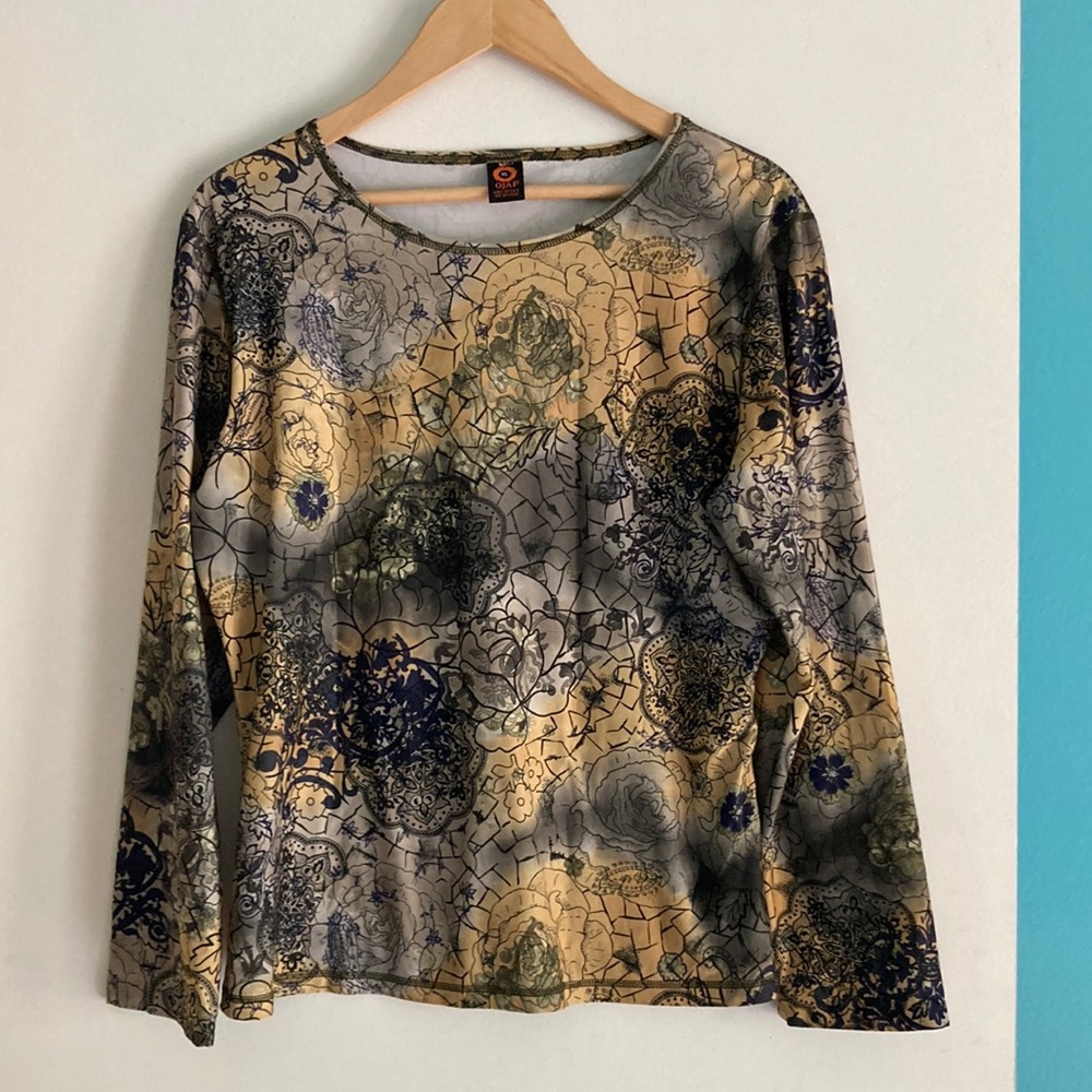 OJAI Long Sleeve Sports Yoga Tee Womens Size XL Poly Stretch Pullover Top